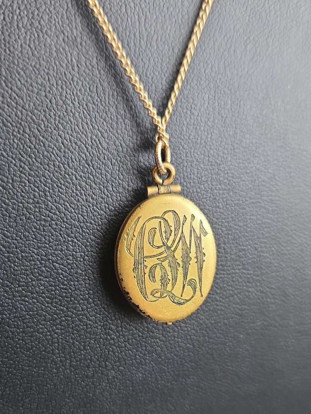 Gold-Tone Engraved Oval Locket Necklace - Women Jewelry